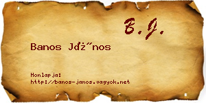 Banos János névjegykártya